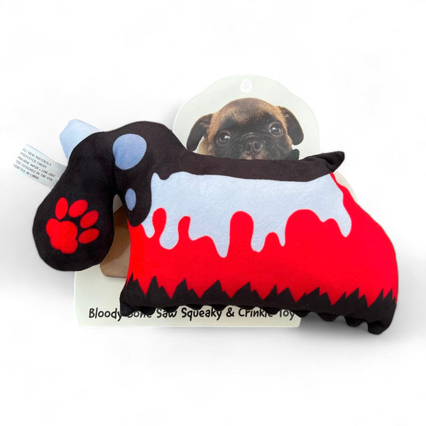 Bloody Bone Saw Dog Squeaky & Crinkle Toy MrsCopyCat