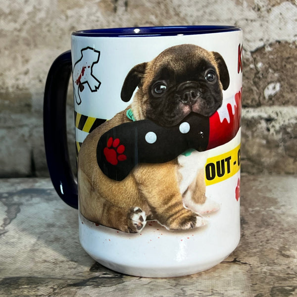 Bloody Knife® Bulldog Puppy Killing it Mug MrsCopyCat