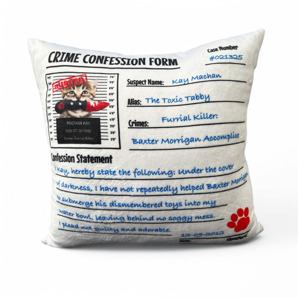 Kitten Mugshot Confession Pillow