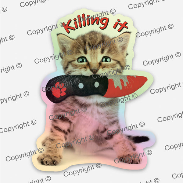 Bloody Knife® Killing It Kitten DIE Cut Sticker MrsCopyCat