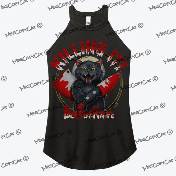 Bloody Knife® Killing it! Black Cat Women's T-Shirt & Tank MrsCopyCat