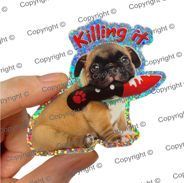 Bloody Knife® Killing It Puppy DIE Cut Sticker MrsCopyCat