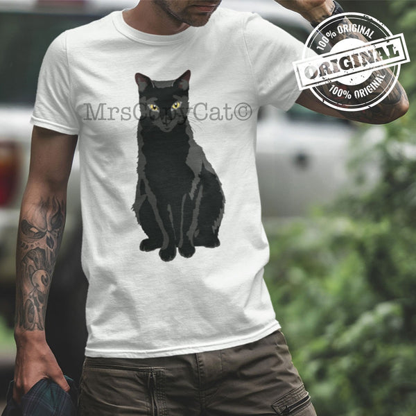 Black Cat Mens or Women's T-Shirt MERCURY MrsCopyCat