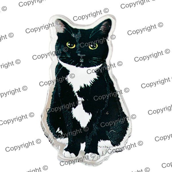 Tuxedo Cat Acrylic Pin PLOOMY MrsCopyCat