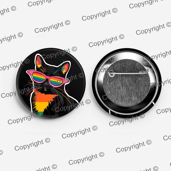 Pride Cat Pin Back Button PALOMA MrsCopyCat